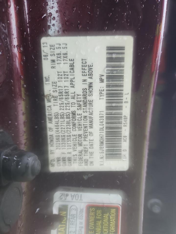 2013 Honda Cr-V Exl VIN: 5J6RM3H71DL043971 Lot: 90115295