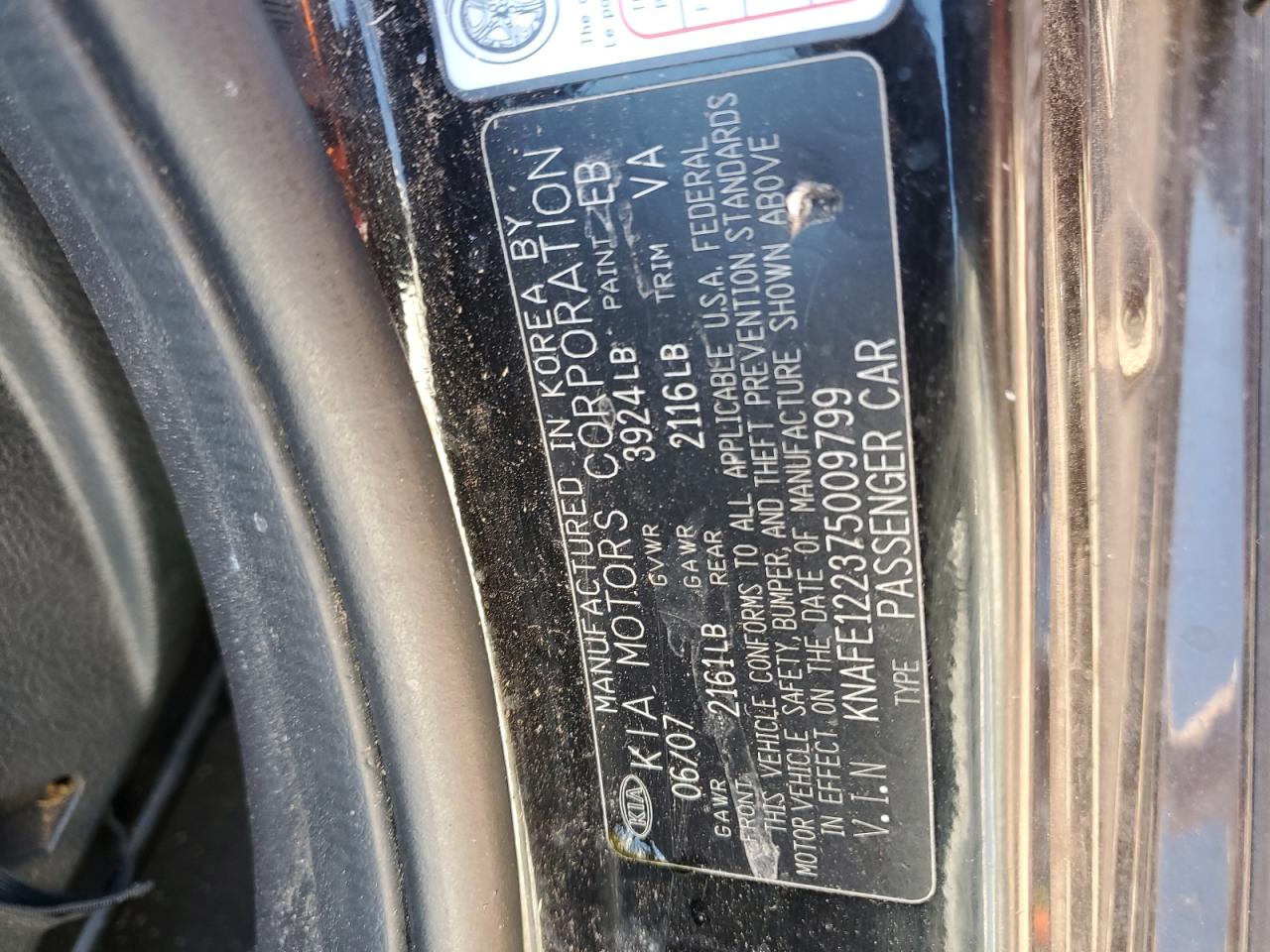2007 Kia Spectra Ex VIN: KNAFE122375009799 Lot: 87059575