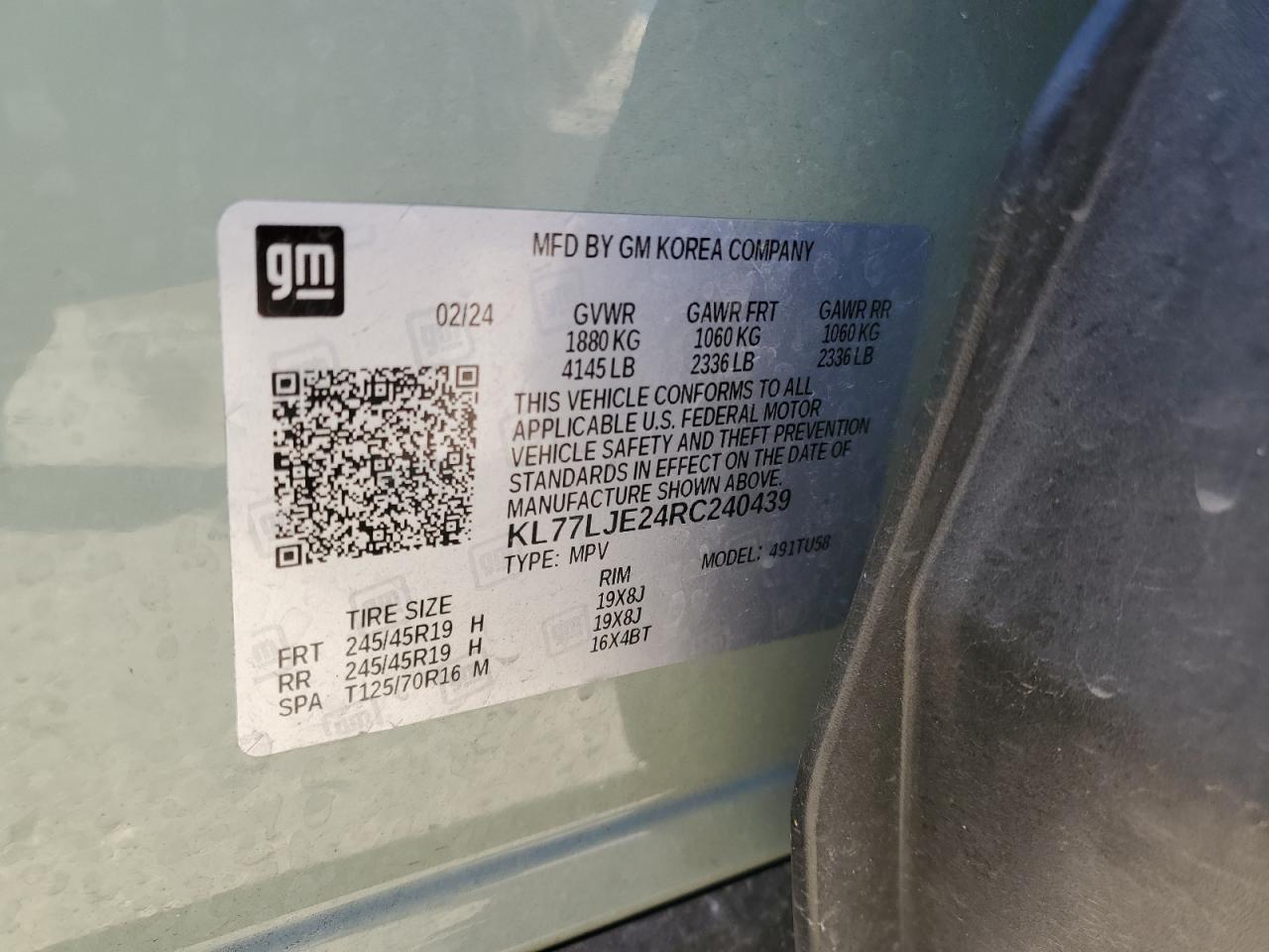 2024 Chevrolet Trax 2Rs VIN: KL77LJE24RC240439 Lot: 89538965