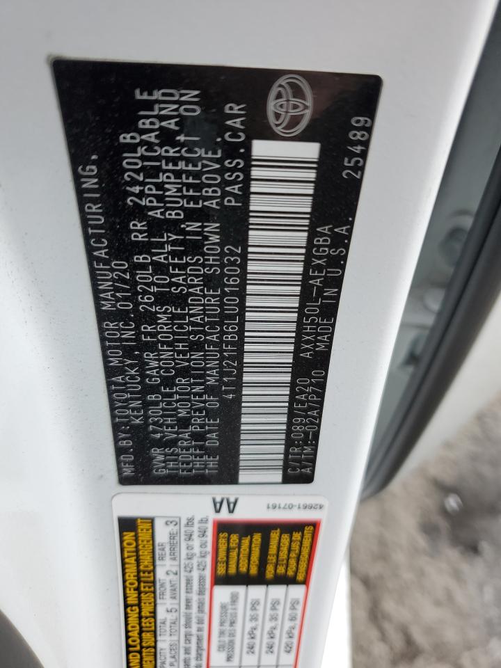 2020 Toyota Avalon Xle VIN: 4T1J21FB6LU016032 Lot: 82371095