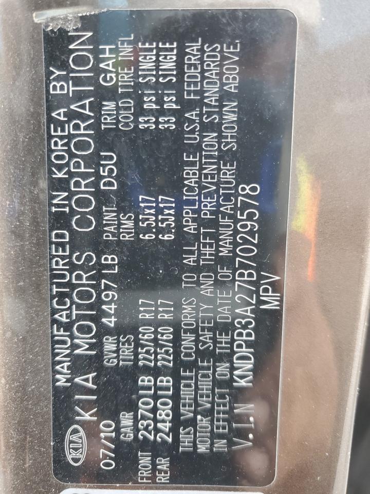 2011 Kia Sportage Lx VIN: KNDPB3A27B7029578 Lot: 85722965