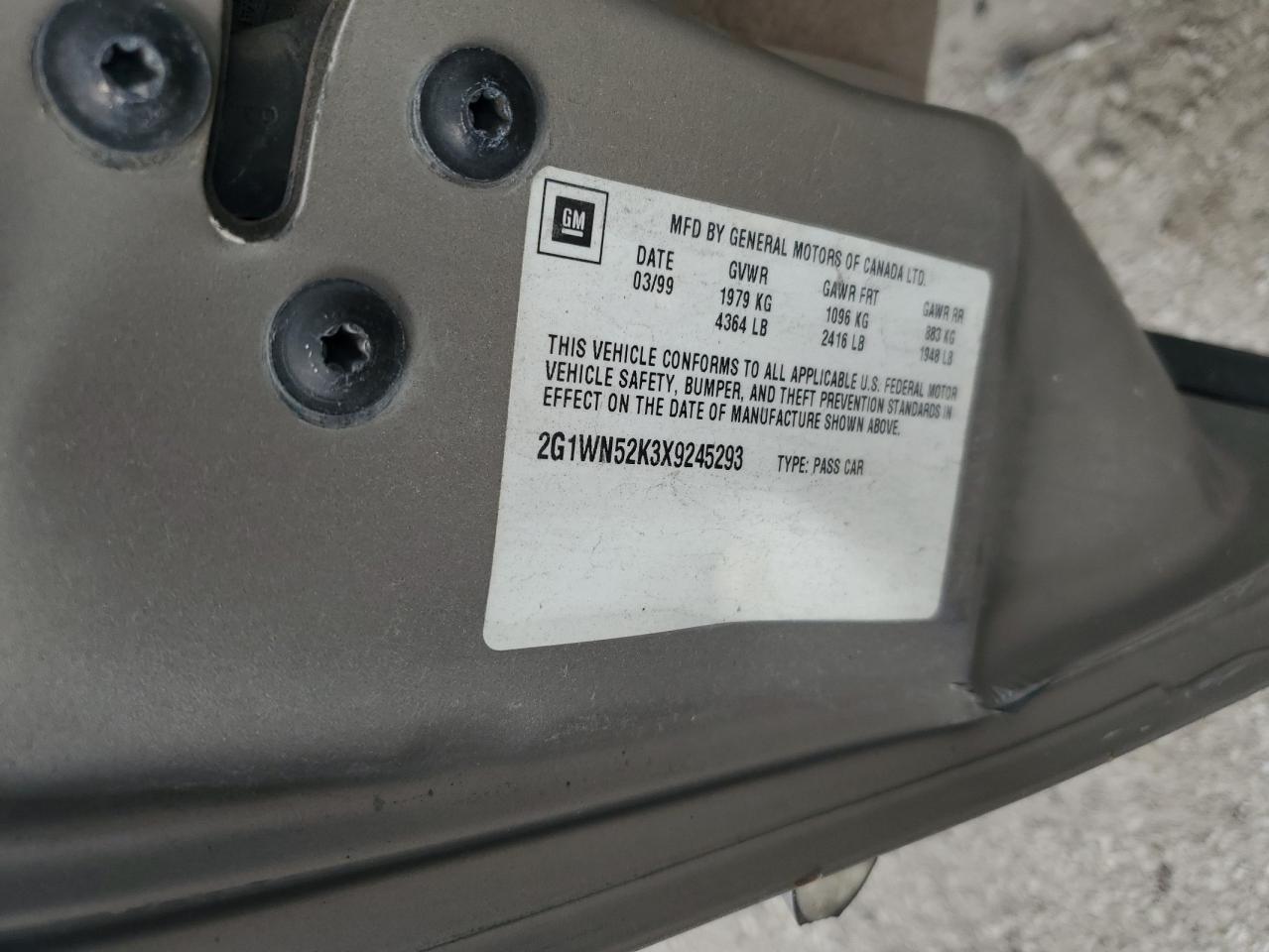 1999 Chevrolet Lumina Ltz VIN: 2G1WN52K3X9245293 Lot: 82427275