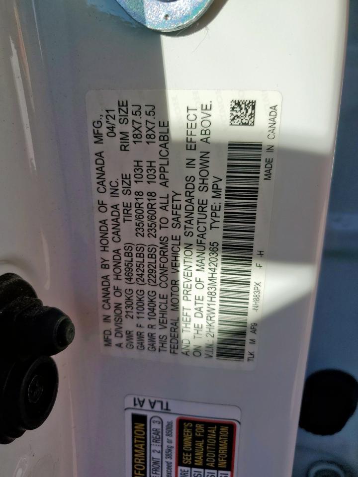 2021 Honda Cr-V Exl VIN: 2HKRW1H83MH420365 Lot: 90716235