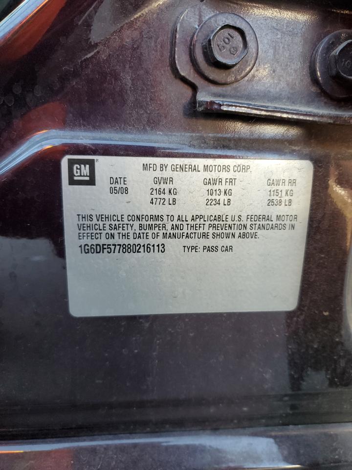 2008 Cadillac Cts VIN: 1G6DF577880216113 Lot: 85601715