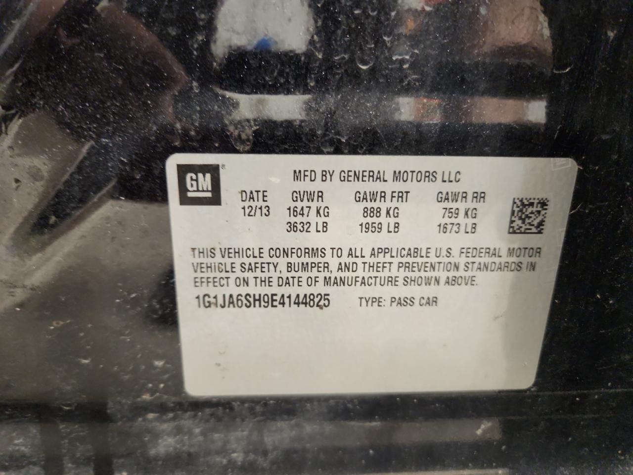 2014 Chevrolet Sonic Ls VIN: 1G1JA6SH9E4144825 Lot: 90061235