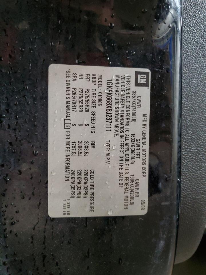 2008 GMC Yukon Xl Denali VIN: 1GKFK668X8J237111 Lot: 89632055