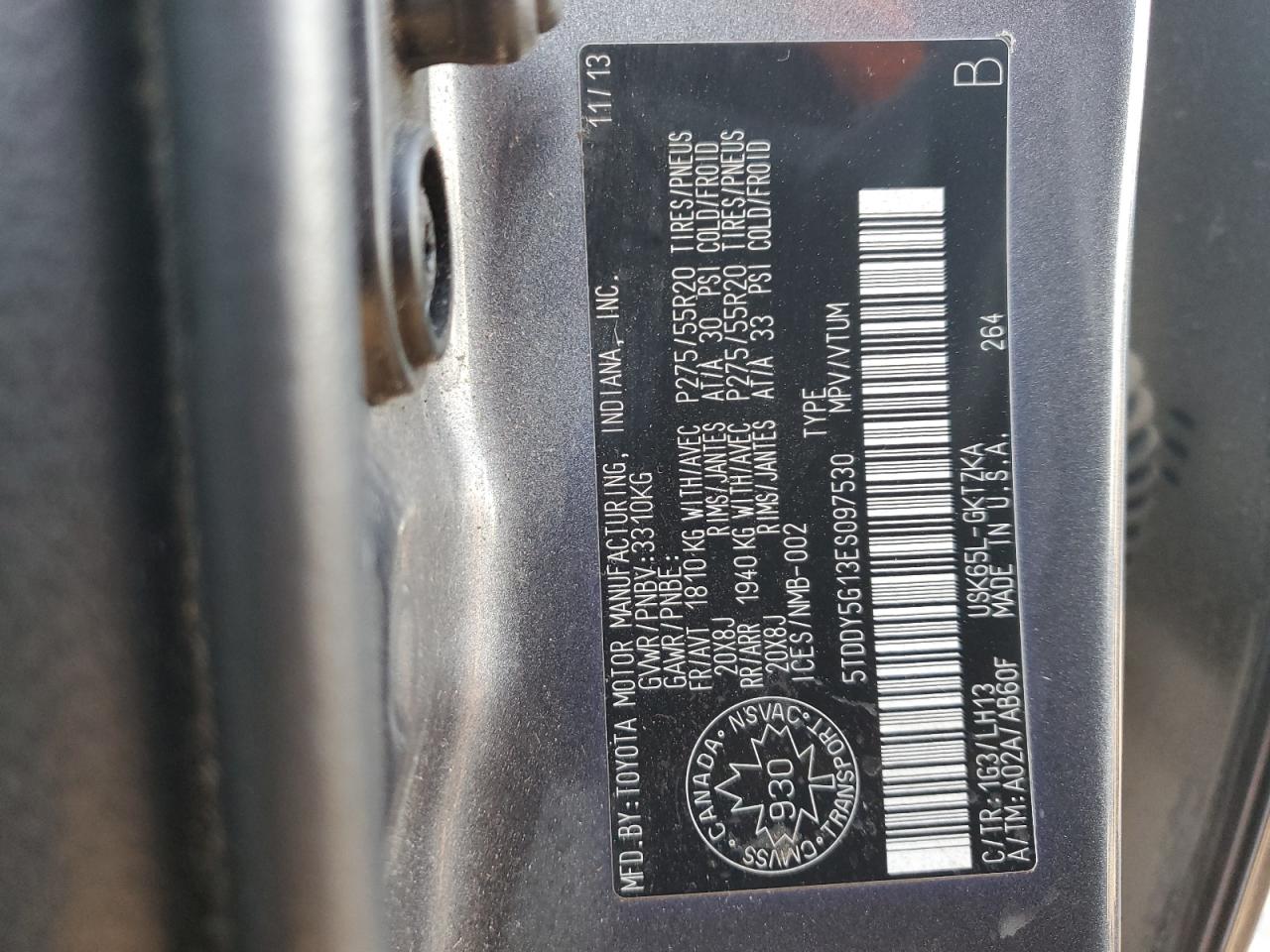 2014 Toyota Sequoia Platinum VIN: 5TDDY5G13ES097530 Lot: 85763075