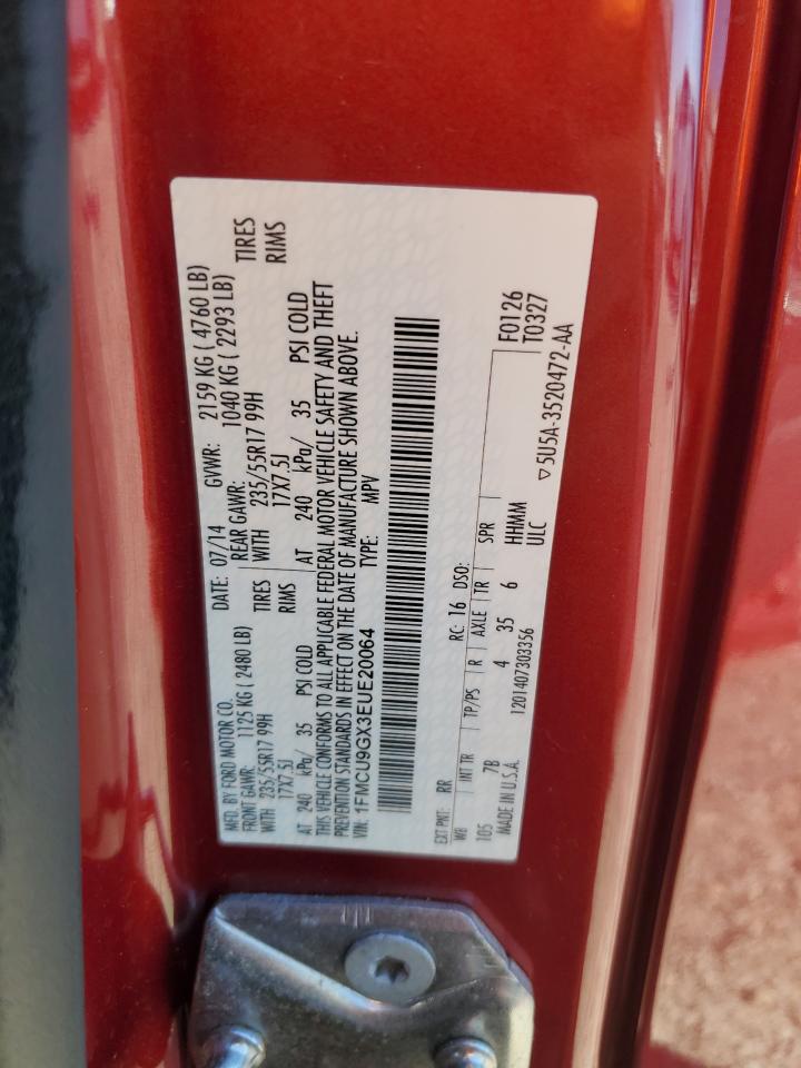 2014 Ford Escape Se VIN: 1FMCU9GX3EUE20064 Lot: 86836365