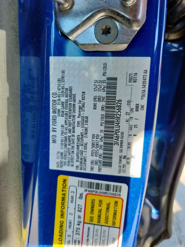 2017 Ford Fusion Se Hybrid VIN: 3FA6P0LU4HR256826 Lot: 84471395