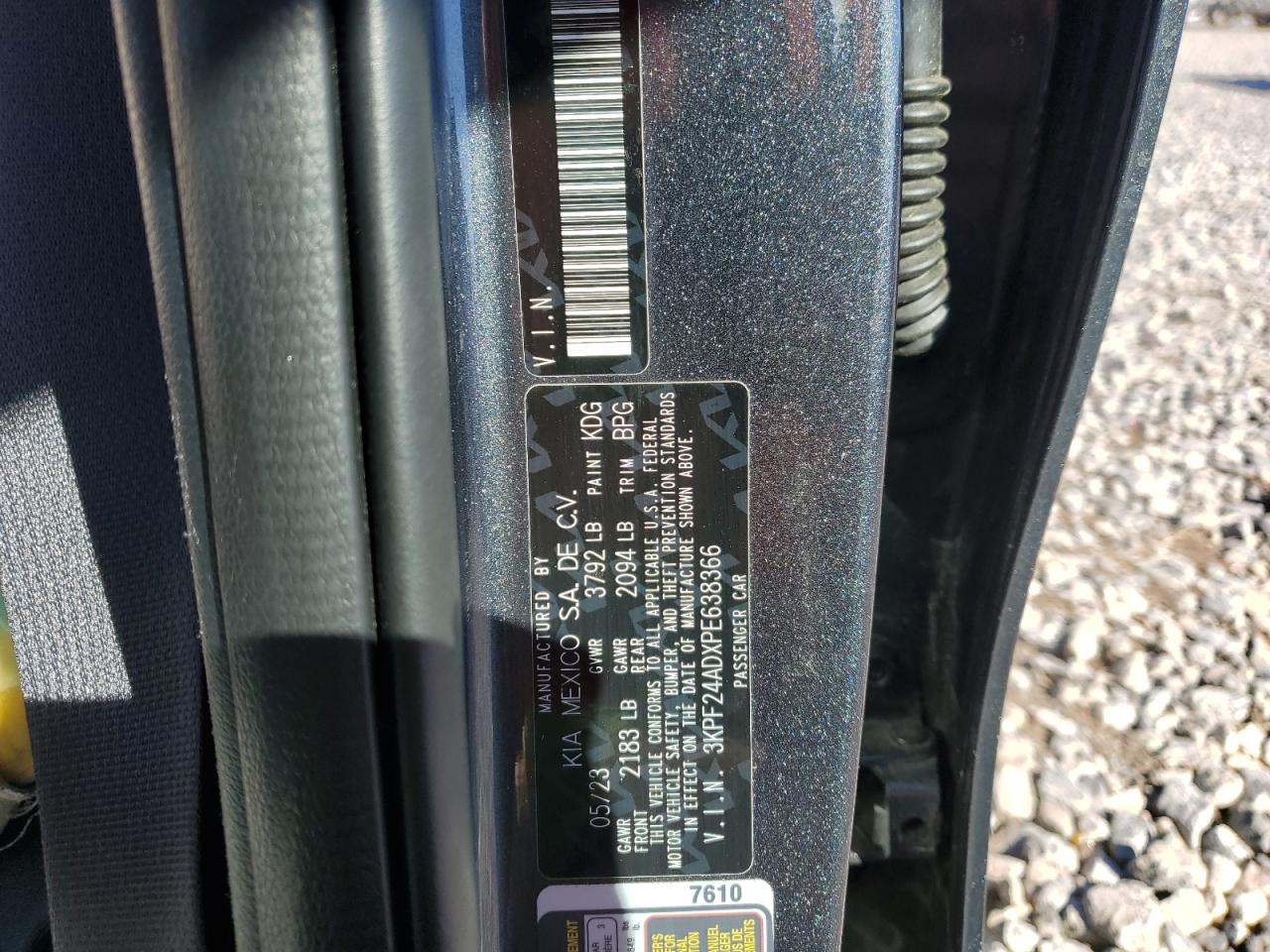 2023 Kia Forte Lx VIN: 3KPF24ADXPE638366 Lot: 87081655