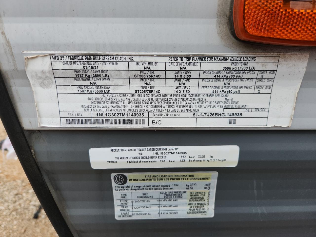 2021 Gulf Stream Innsbruck VIN: 1NL1G3027M1148935 Lot: 85519665