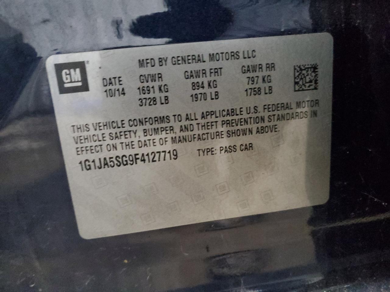 2015 Chevrolet Sonic Ls VIN: 1G1JA5SG9F4127719 Lot: 87409695