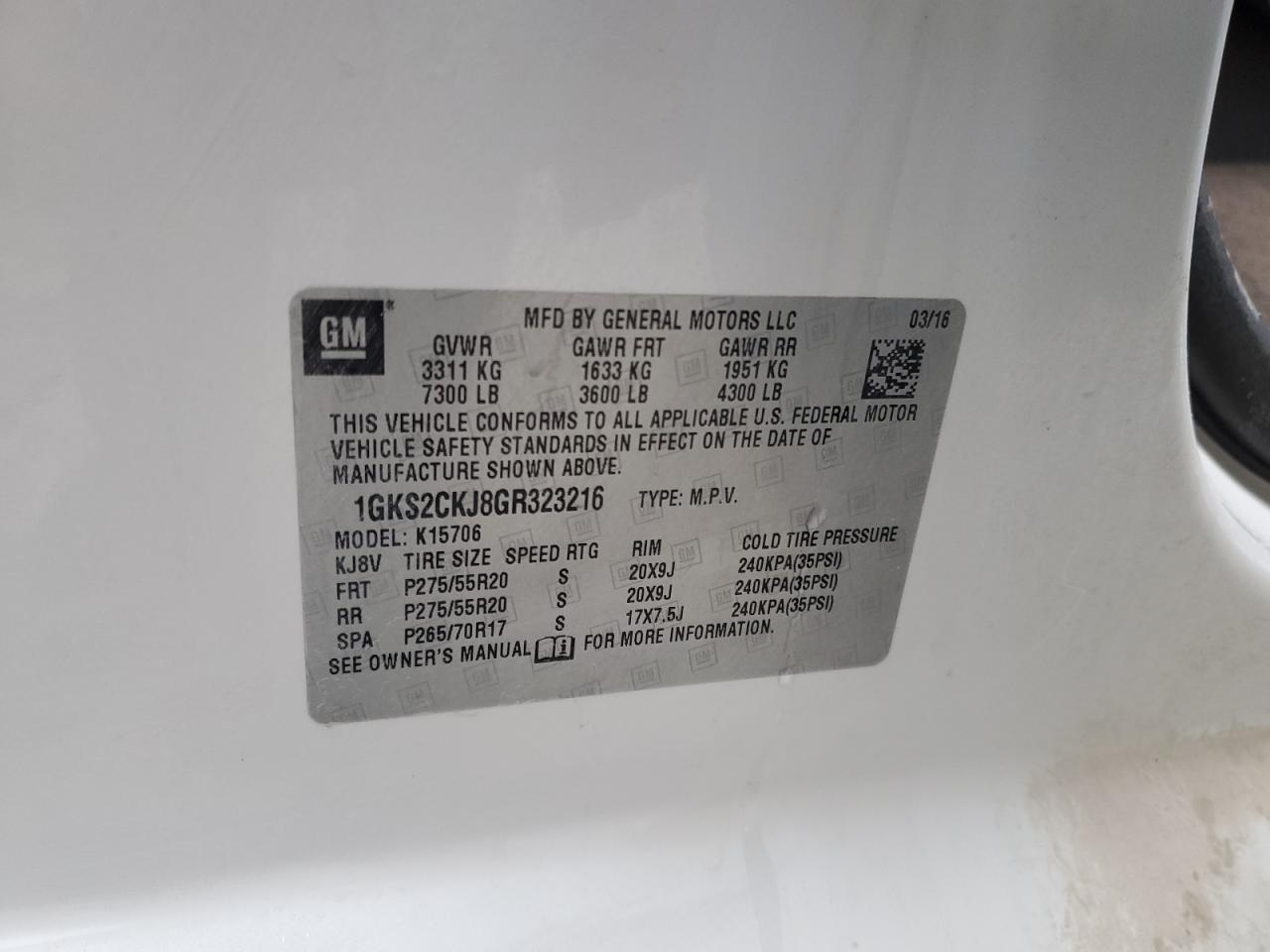 2016 GMC Yukon Denali VIN: 1GKS2CKJ8GR323216 Lot: 89551875