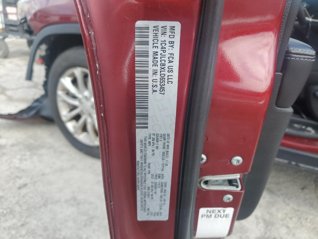 2020 Jeep Cherokee Latitude VIN: 1C4PJLCBXLD653457 Lot: 85158855