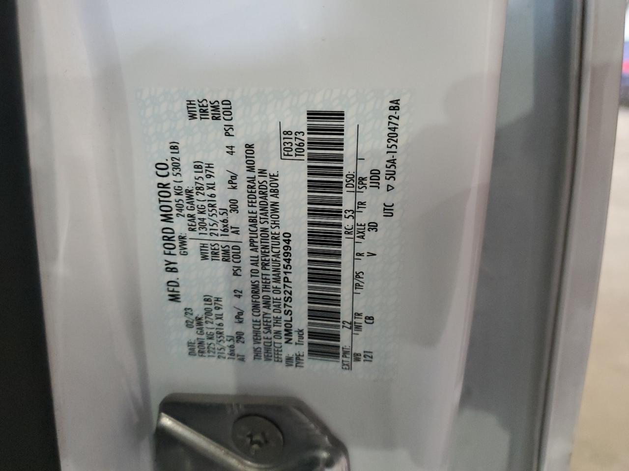 2023 Ford Transit Connect Xl VIN: NM0LS7S27P1549940 Lot: 84409415