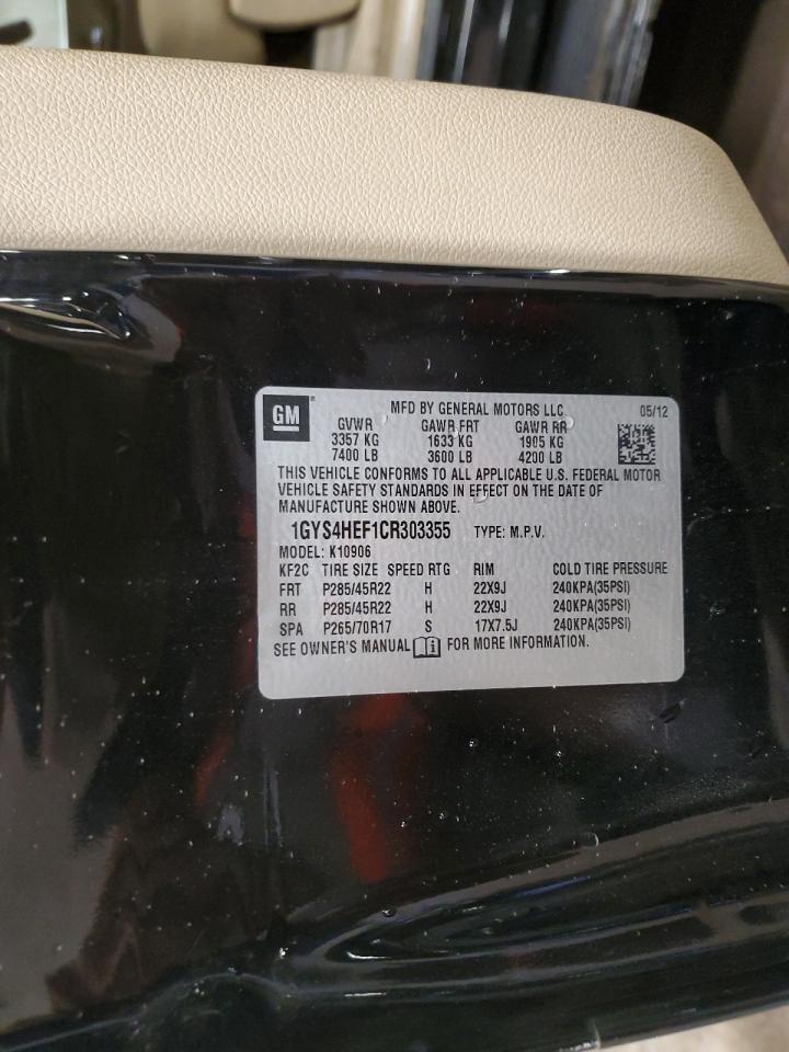 2012 Cadillac Escalade Esv Luxury VIN: 1GYS4HEF1CR303355 Lot: 89436115