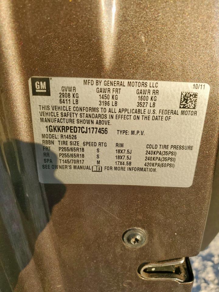 2012 GMC Acadia Sle VIN: 1GKKRPED7CJ177456 Lot: 85878525