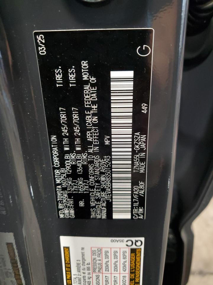 2025 Toyota 4Runner Sr5 VIN: JTEVA5BR8S5015293 Lot: 86187925