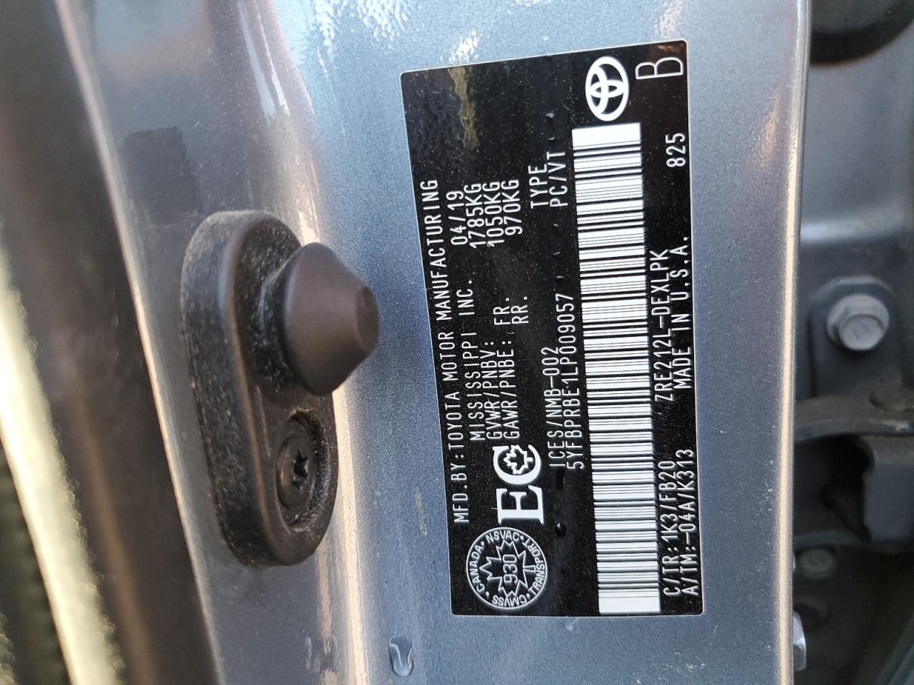 2020 Toyota Corolla Le VIN: 5YFBPRBE1LP009057 Lot: 83976285