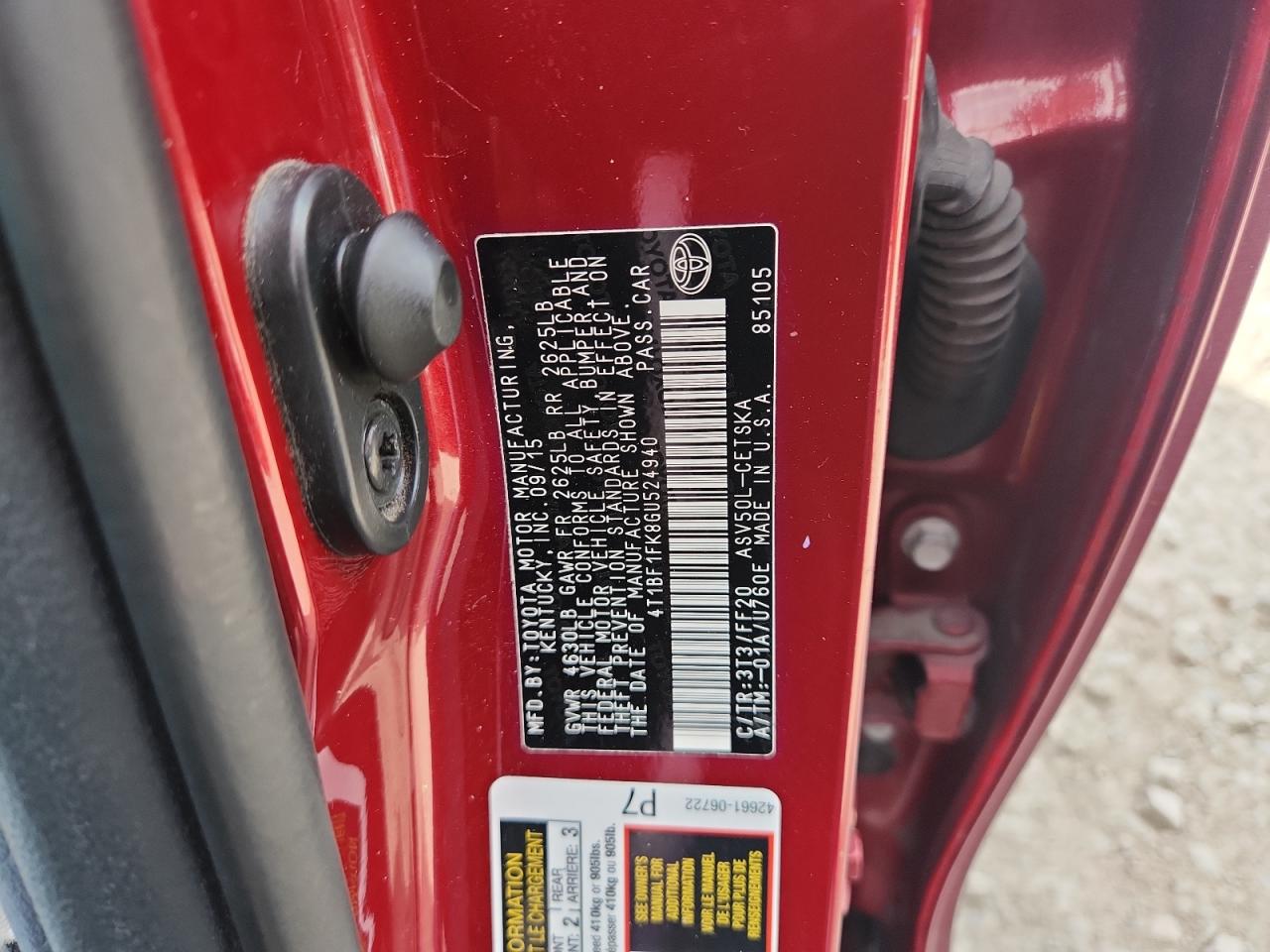 2016 Toyota Camry Le VIN: 4T1BF1FK8GU524940 Lot: 82204975