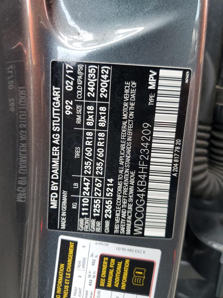 2017 Mercedes-Benz Glc 300 4Matic VIN: WDC0G4KB4HF234209 Lot: 86437205