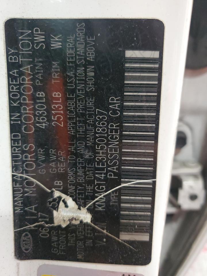 2017 Kia Optima Hybrid VIN: KNAGT4LE3H5018637 Lot: 82246435