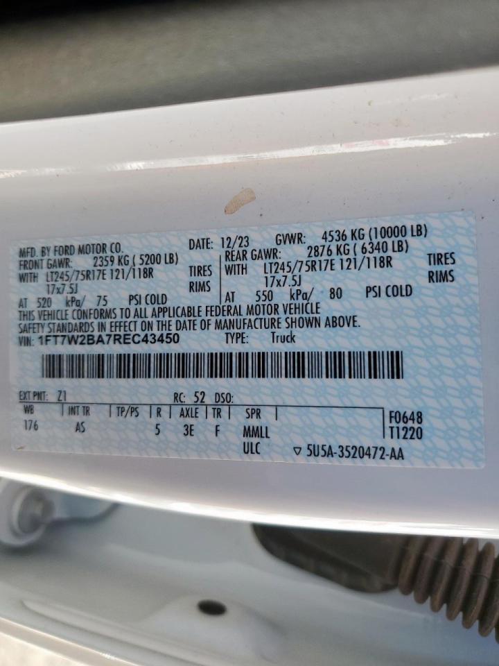 2024 Ford F250 Super Duty VIN: 1FT7W2BA7REC43450 Lot: 85671695
