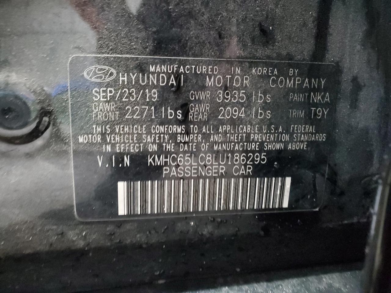 2020 Hyundai Ioniq Blue VIN: KMHC65LC8LU186295 Lot: 90113715