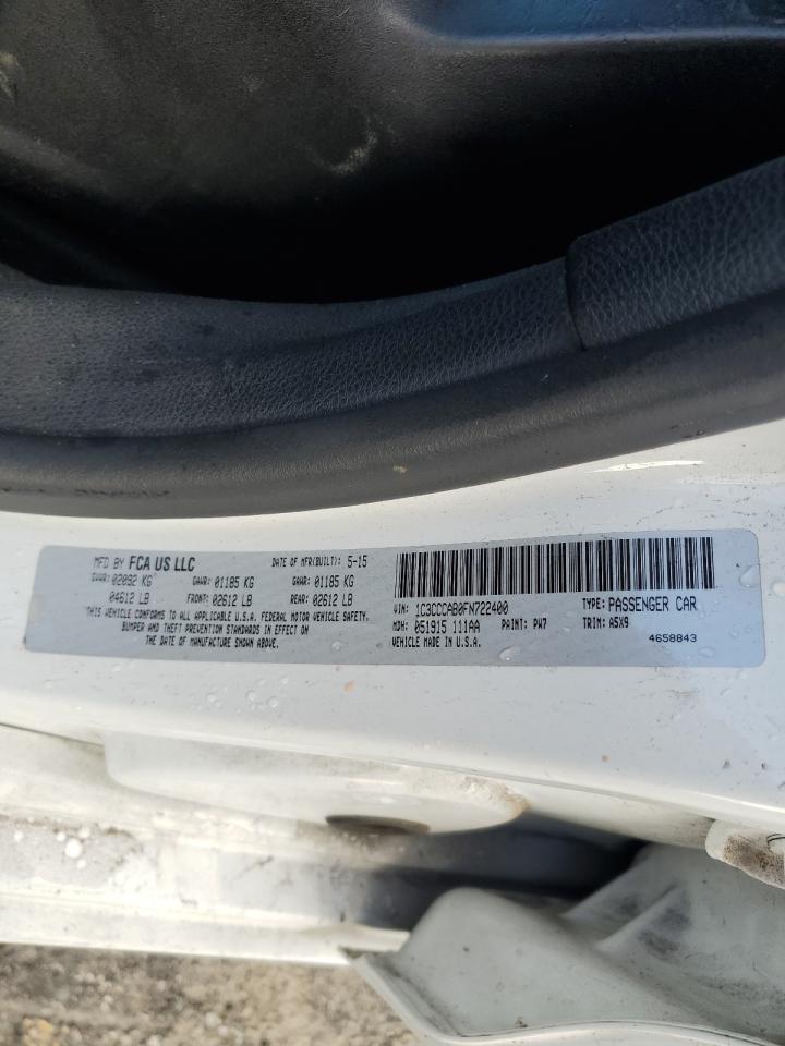 2015 Chrysler 200 Limited VIN: 1C3CCCAB0FN722400 Lot: 86599955