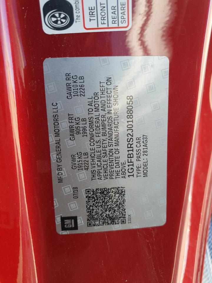 2018 Chevrolet Camaro Lt VIN: 1G1FB1RS2J0188058 Lot: 94914955