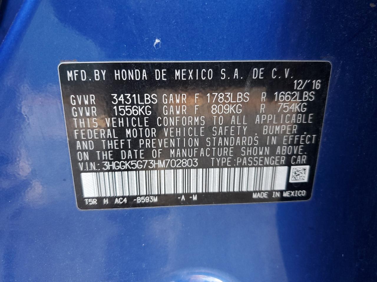 2017 Honda Fit Ex VIN: 3HGGK5G73HM702803 Lot: 89564215