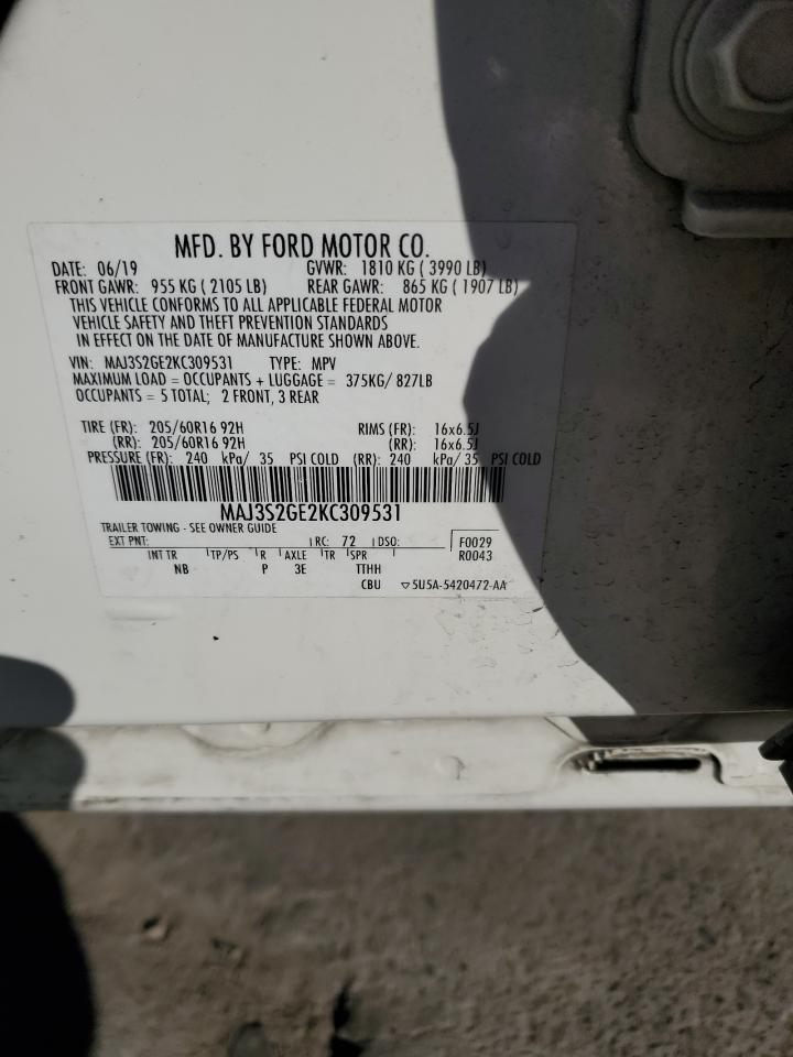 2019 Ford Ecosport Se VIN: MAJ3S2GE2KC309531 Lot: 89927565