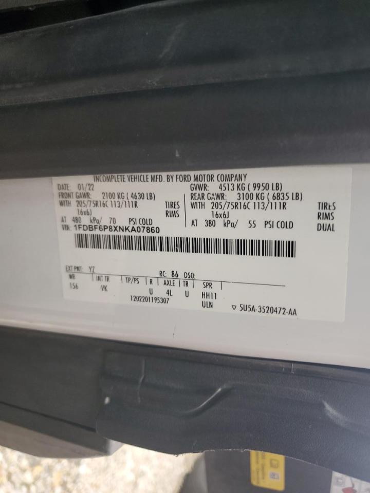 2022 Ford Transit T- - Box Truck VIN: 1FDBF6P8XNKA07860 Lot: 89804925