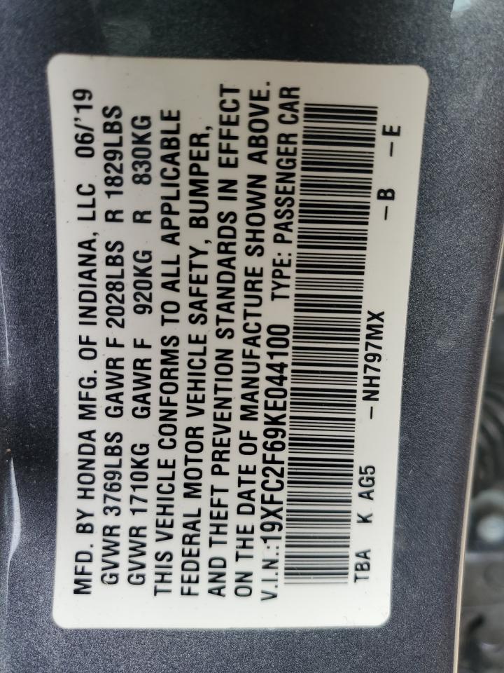 2019 Honda Civic Lx VIN: 19XFC2F69KE044100 Lot: 86098645
