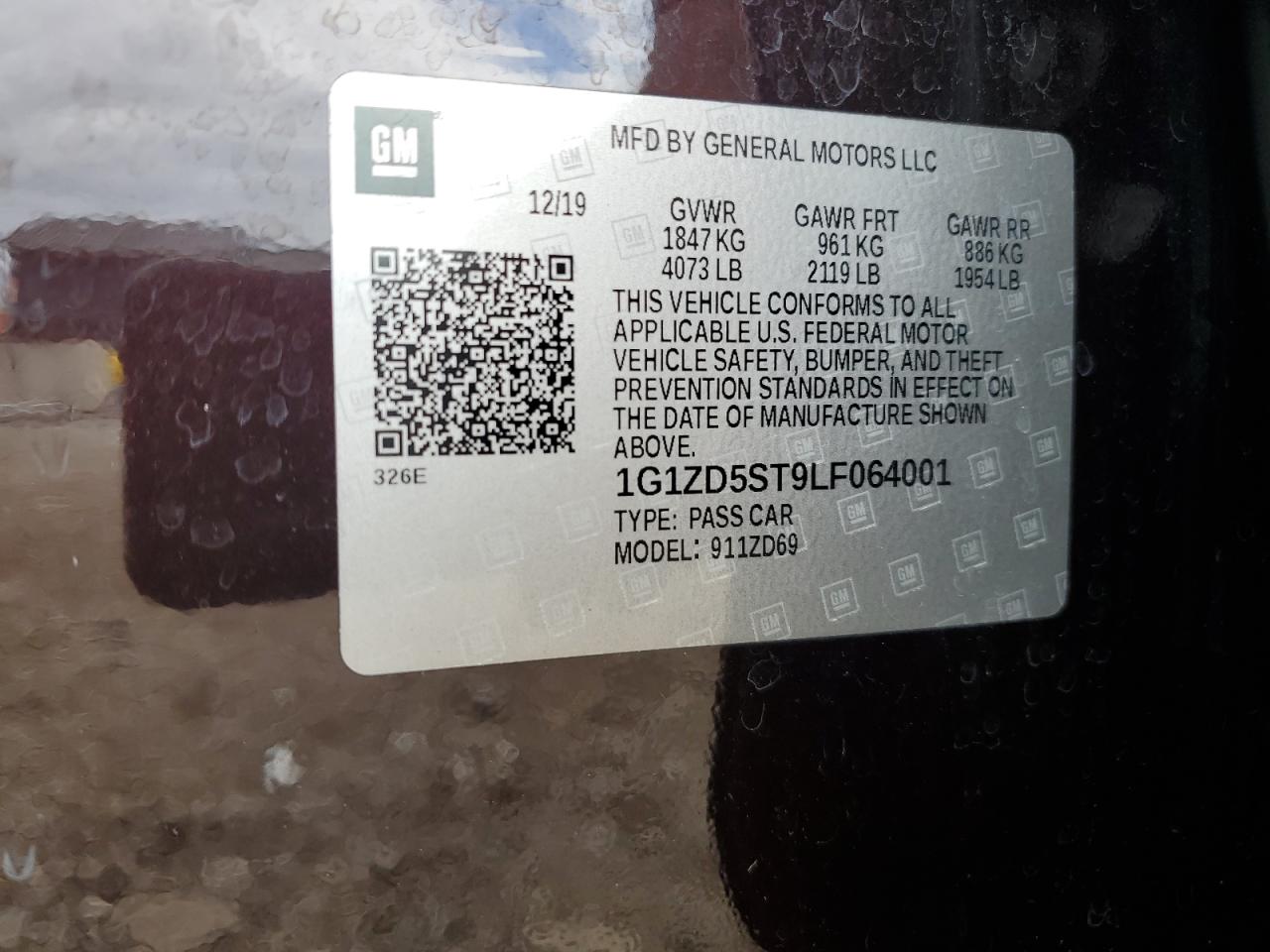 2020 Chevrolet Malibu Lt VIN: 1G1ZD5ST9LF064001 Lot: 85946915