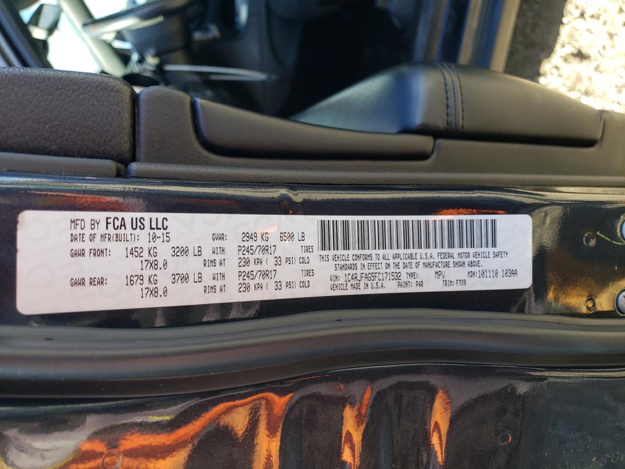 2015 Jeep Grand Cherokee Laredo VIN: 1C4RJFAG5FC171532 Lot: 83767475