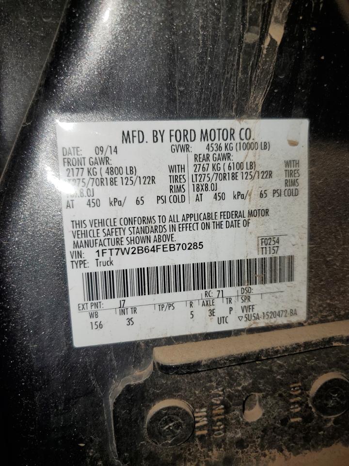 2015 Ford F250 Super Duty VIN: 1FT7W2B64FEB70285 Lot: 85784805