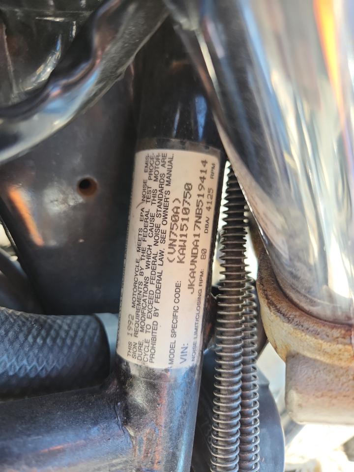 1992 Kawasaki Vn750 VIN: JKAVNDA17NB519414 Lot: 85387125