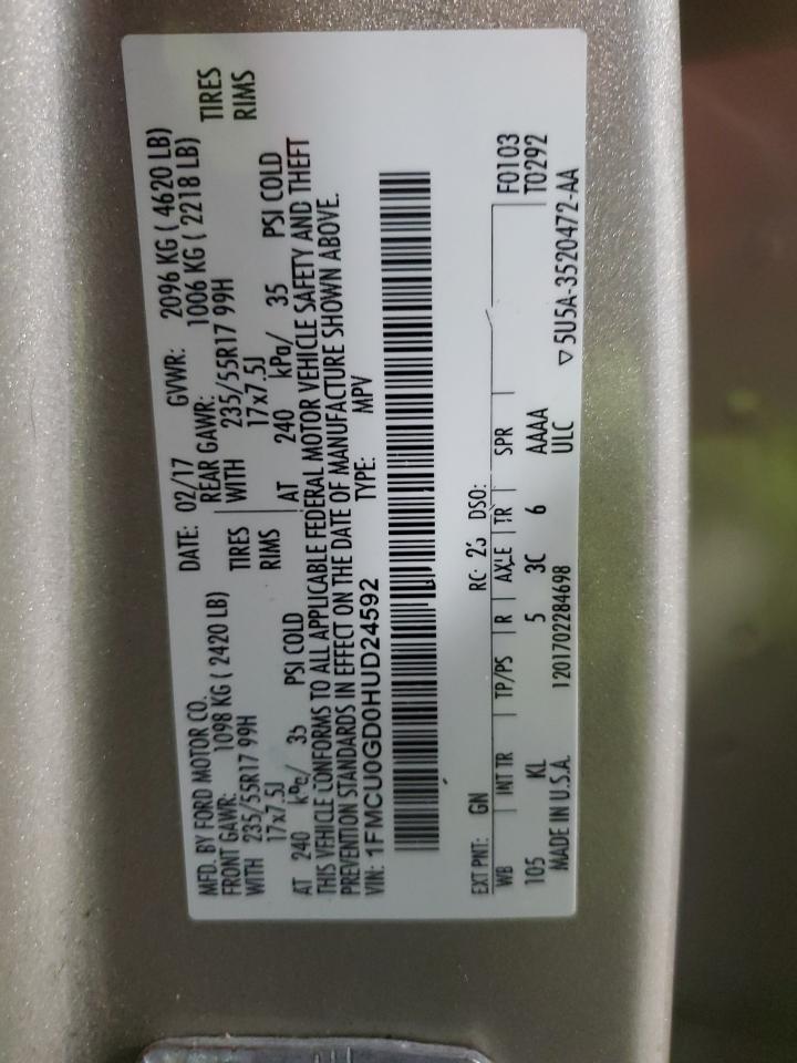 2017 Ford Escape Se VIN: 1FMCU0GD0HUD24592 Lot: 89915415