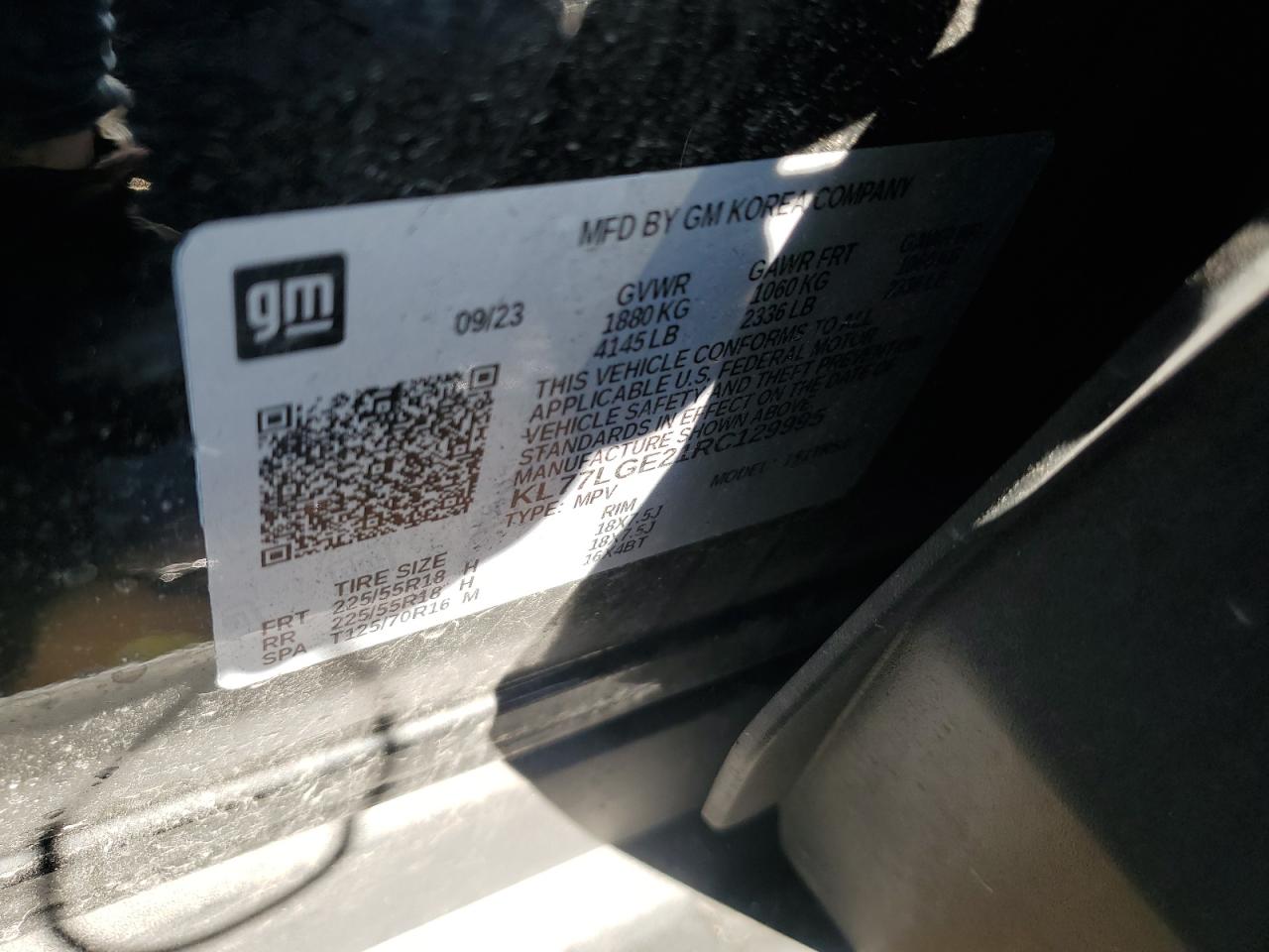 2024 Chevrolet Trax 1Rs VIN: KL77LGE21RC129995 Lot: 89638565