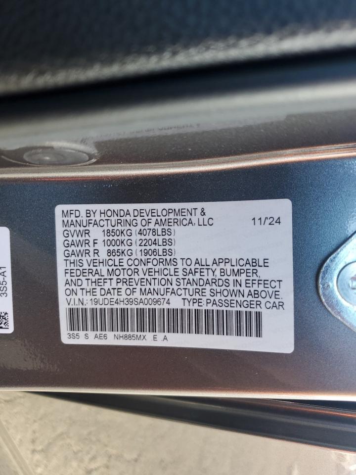 2025 Acura Integra A-Spec VIN: 19UDE4H39SA009674 Lot: 85293265