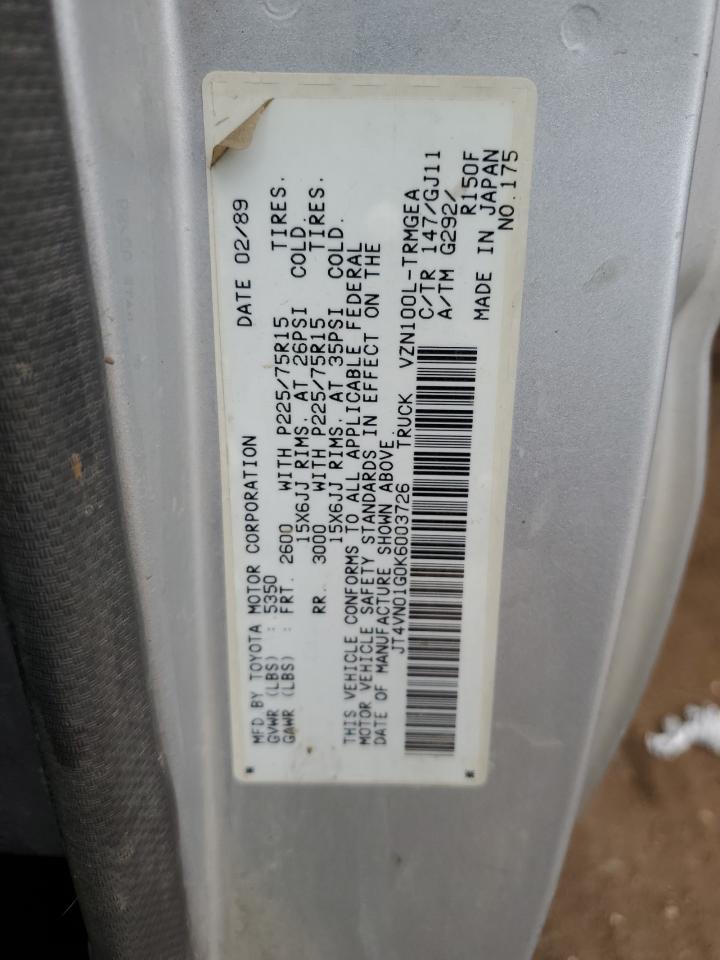 1989 Toyota Pickup 1/2 Ton Short Wheelbase Sr5 VIN: JT4VN01G0K6003726 Lot: 84942955