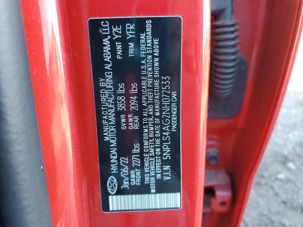 2022 Hyundai Elantra Sel VIN: 5NPLS4AG2NH072533 Lot: 86620485