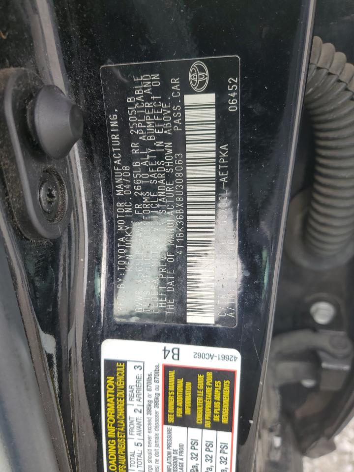 2008 Toyota Avalon Xl VIN: 4T1BK36BX8U308063 Lot: 86441695