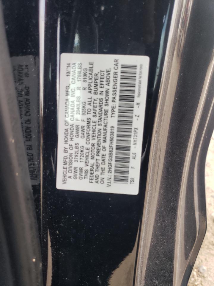 2015 Honda Civic Ex VIN: 2HGFG3B82FH503819 Lot: 85504835