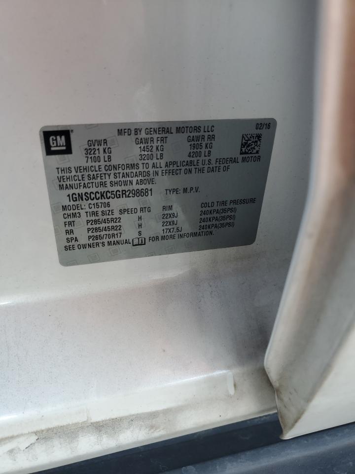 2016 Chevrolet Tahoe C1500 Ltz VIN: 1GNSCCKC5GR298681 Lot: 82287955