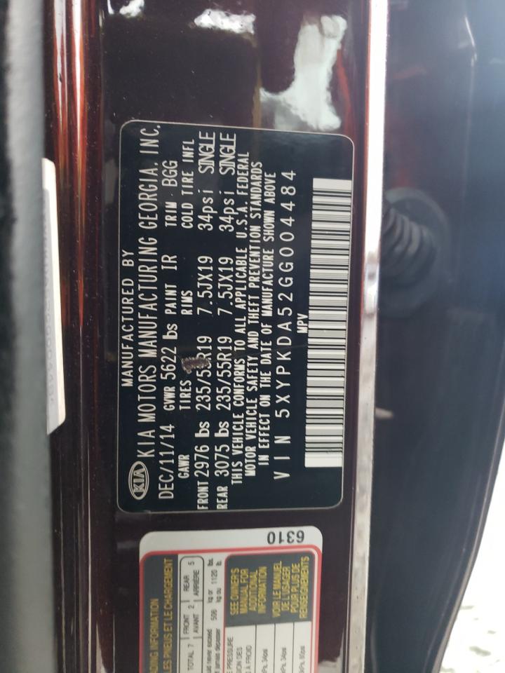 2016 Kia Sorento Sx VIN: 5XYPKDA52GG004484 Lot: 86540835