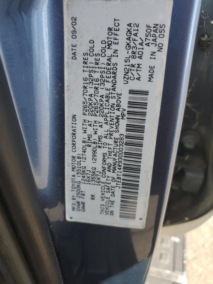 2003 Toyota 4Runner Sr5 VIN: JTEBT14R930003283 Lot: 84606425