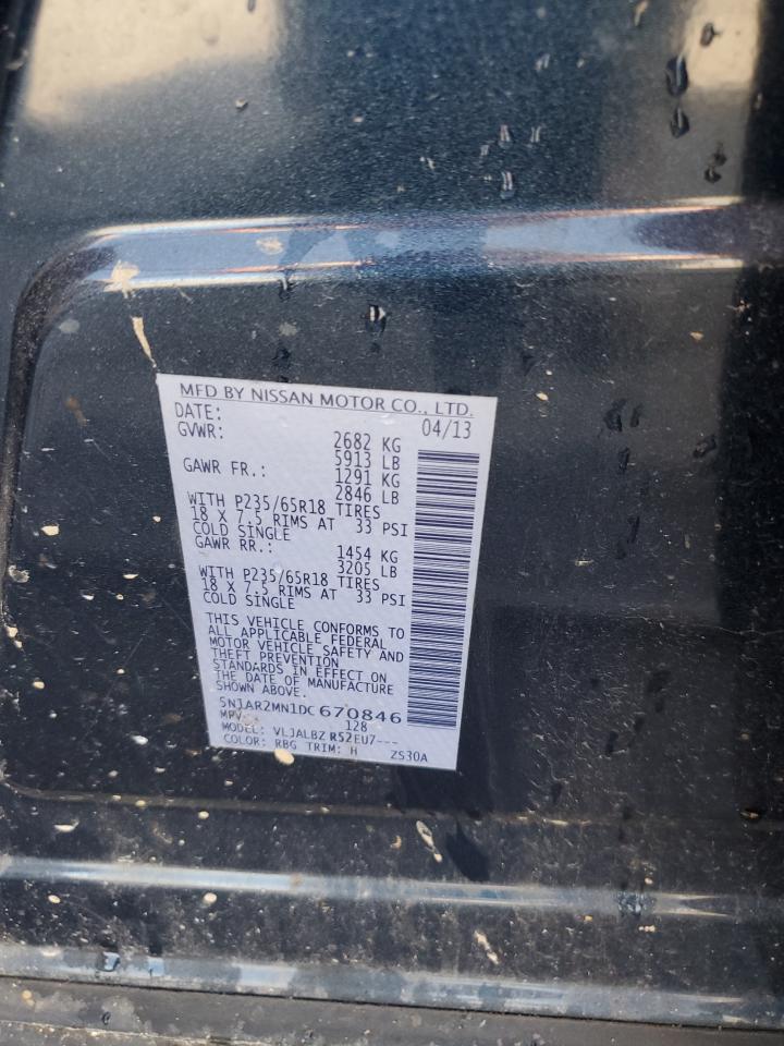 2013 Nissan Pathfinder S VIN: 5N1AR2MN1DC670846 Lot: 85918985