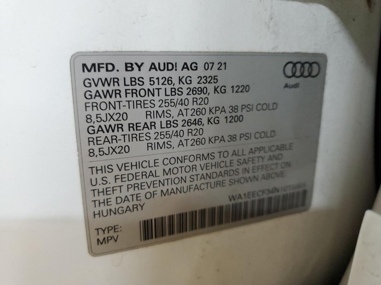 2022 Audi Q3 Premium Plus S Line 45 VIN: WA1EECF34N1015865 Lot: 82406745